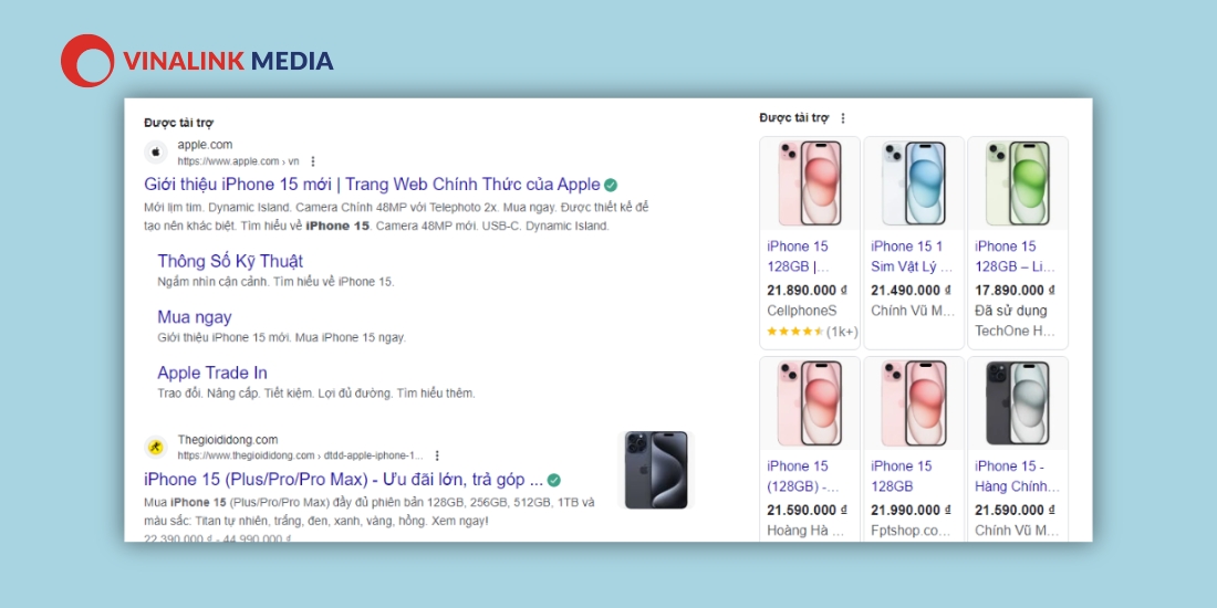 Chiến dịch Google Ads Shopping xuất hiện trên Google
